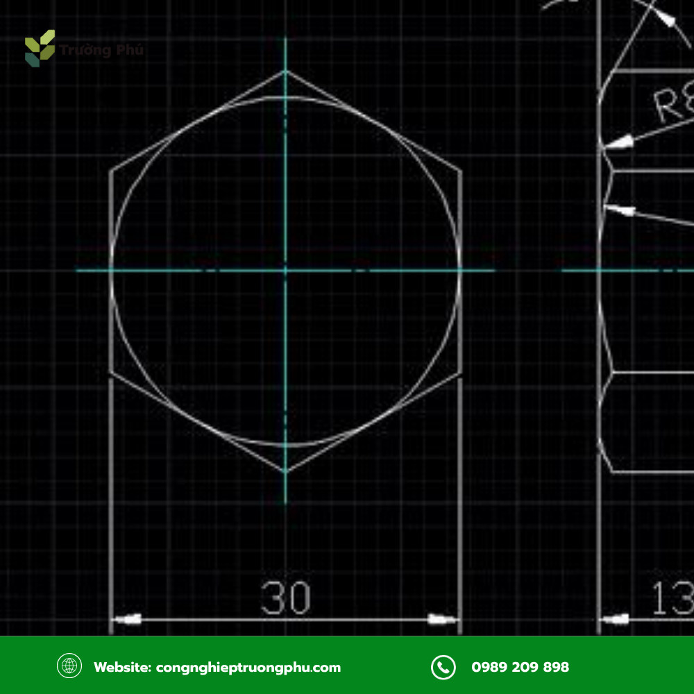 Dựng đầu bulong lục giác đúng kích thước và tiêu chuẩn trong AutoCAD