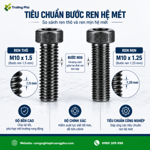 Vít M10x1.25x30 ren mịn không thay thế trực tiếp cho M10x1.5 ren thô.