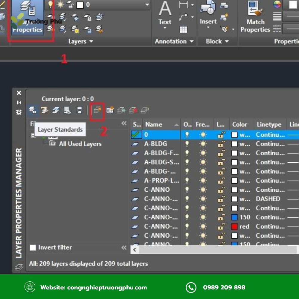 Thiết lập layer rõ ràng giúp bản vẽ bulong CAD dễ quản lý và chỉnh sửa