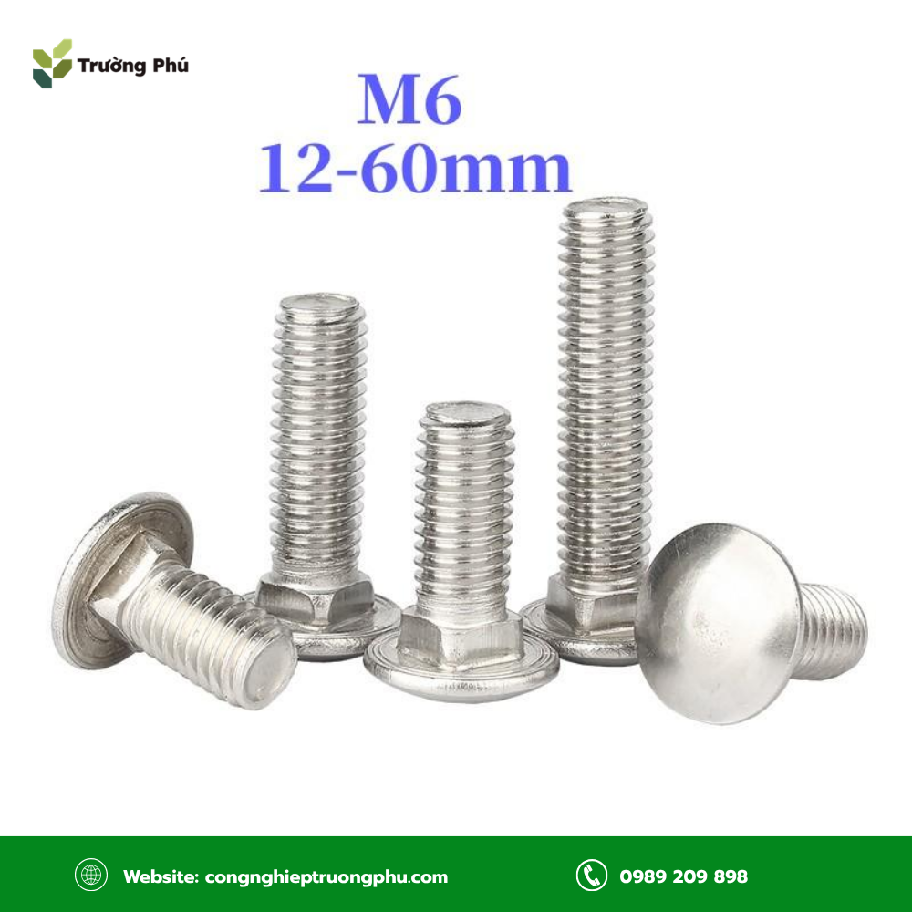 Bulong cổ vuông M6 giúp hạn chế xoay khi siết đai ốc.