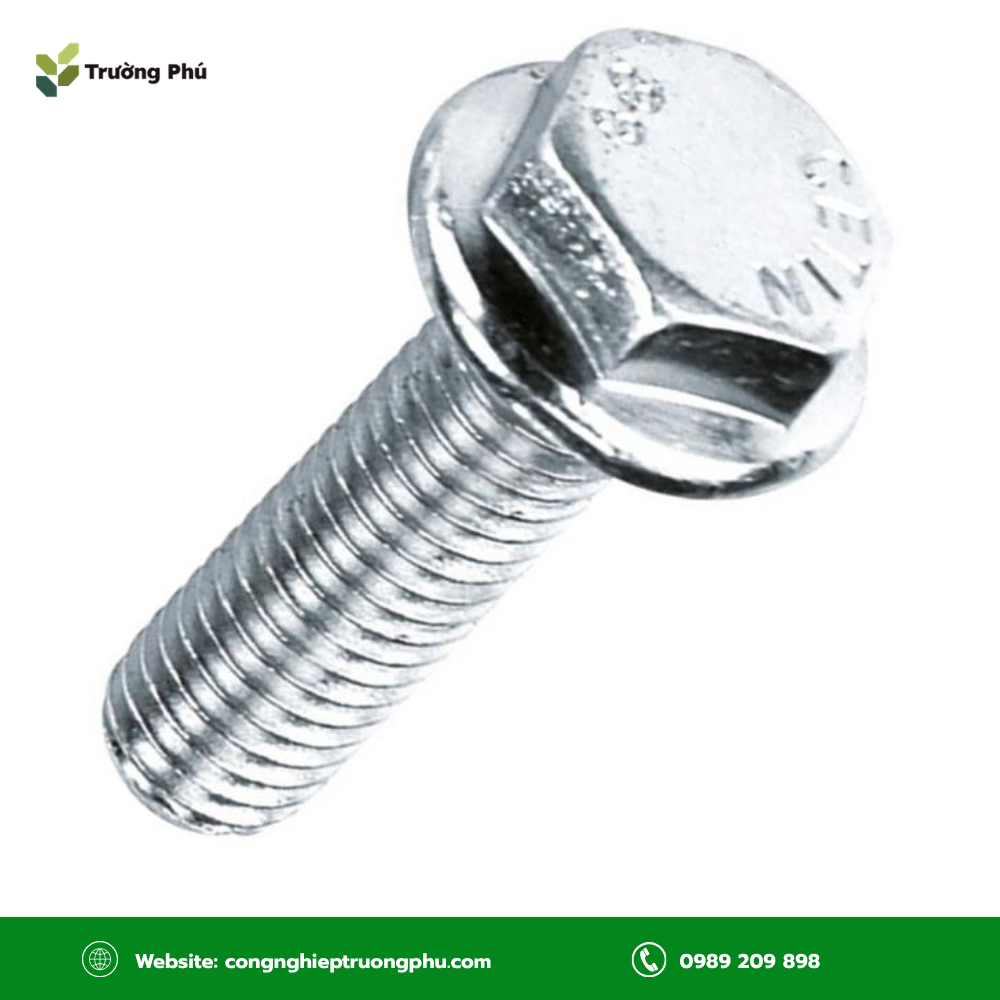 Bulong mặt bích M6 có liền long đen, giúp phân bố lực ép đều hơn.