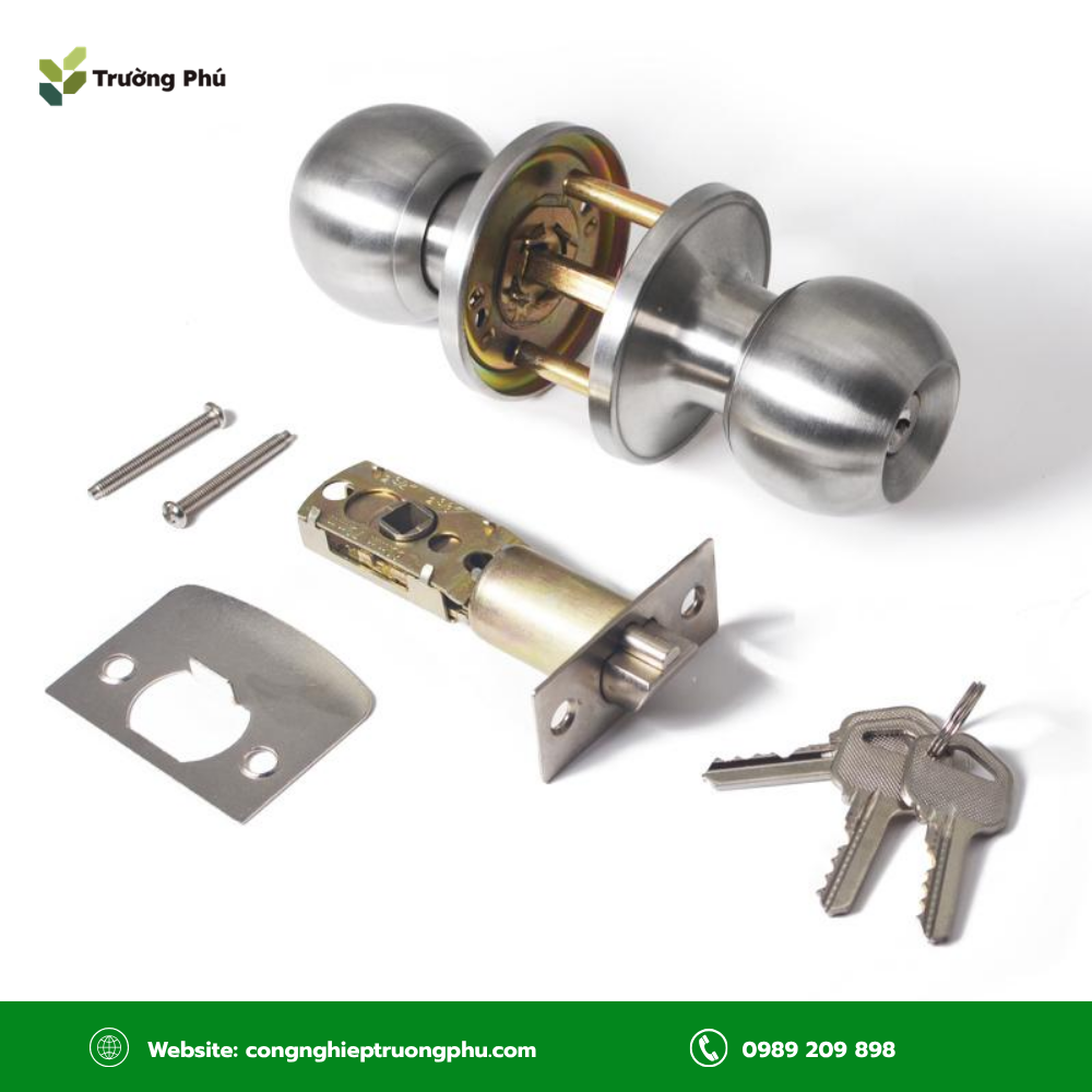 Cấu tạo các bộ phận chính của khóa tay nắm cửa tròn.