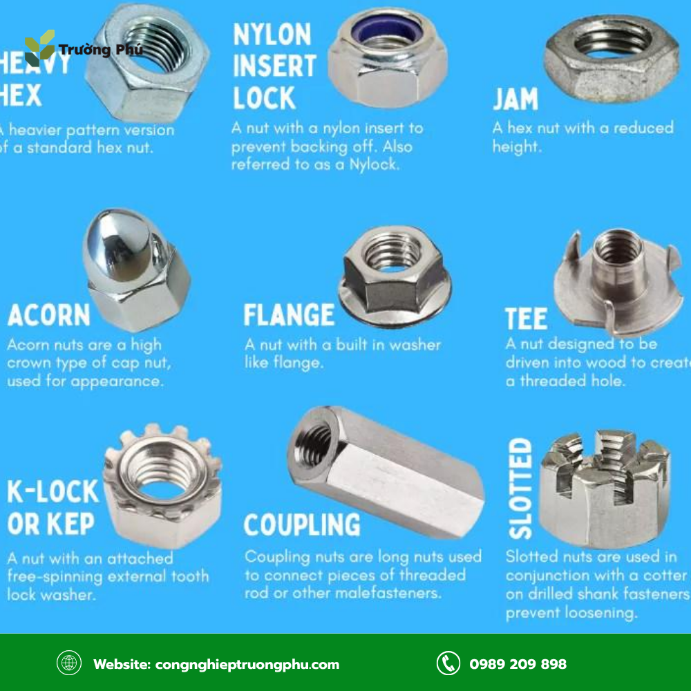 Đai ốc tạo lực kẹp và giữ chặt các chi tiết trong mối ghép.