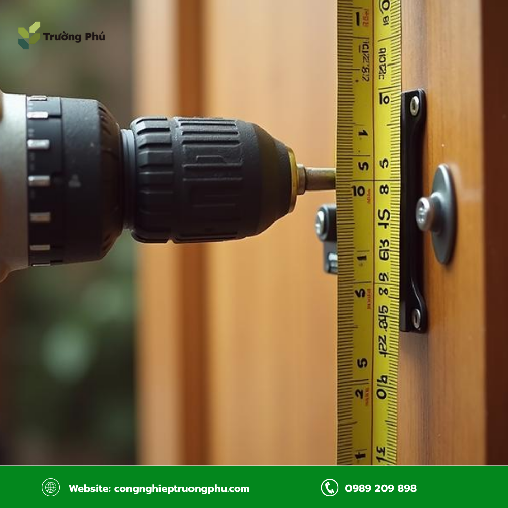 Kiểm tra kích thước và thông số cửa trước khi lắp khóa tay nắm tròn.