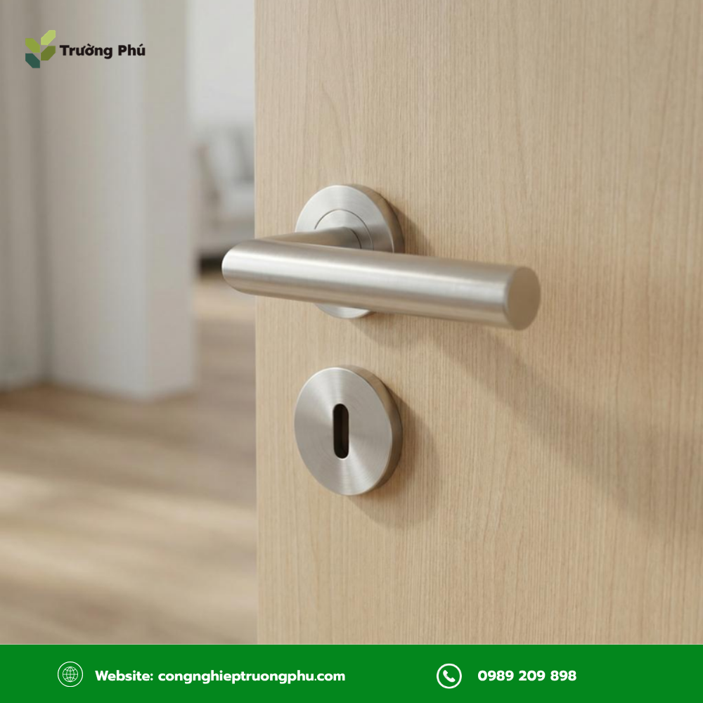Tay nắm cửa gỗ bằng inox có độ bền tốt và phù hợp với nhiều không gian sử dụng