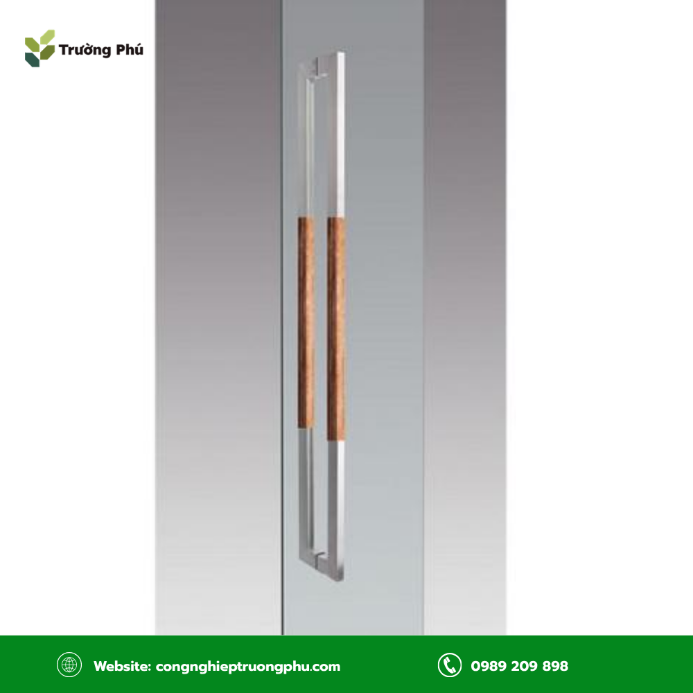 Tay nắm cửa thủy lực vân gỗ với bề mặt mô phỏng vân gỗ tự nhiên.