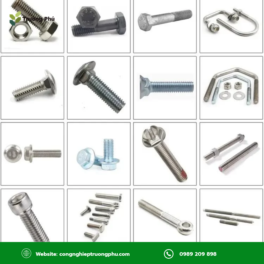 Các loại bulong inox 304 có nhiều kiểu đầu, dạng ren và tiêu chuẩn khác nhau, đáp ứng đa dạng nhu cầu lắp đặt.